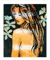 "Jessica with Orange Flowers" - Small - by David Bromley